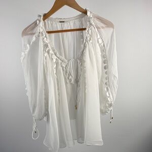 Elie Tahari Sheer White Blouse